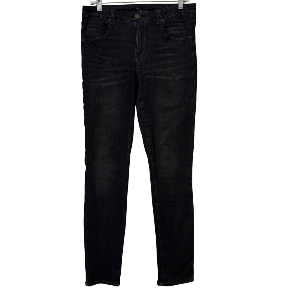 Universal Standard Distressed Black Seine Mid Rise Skinny Jeans 32" Tall Women 8
